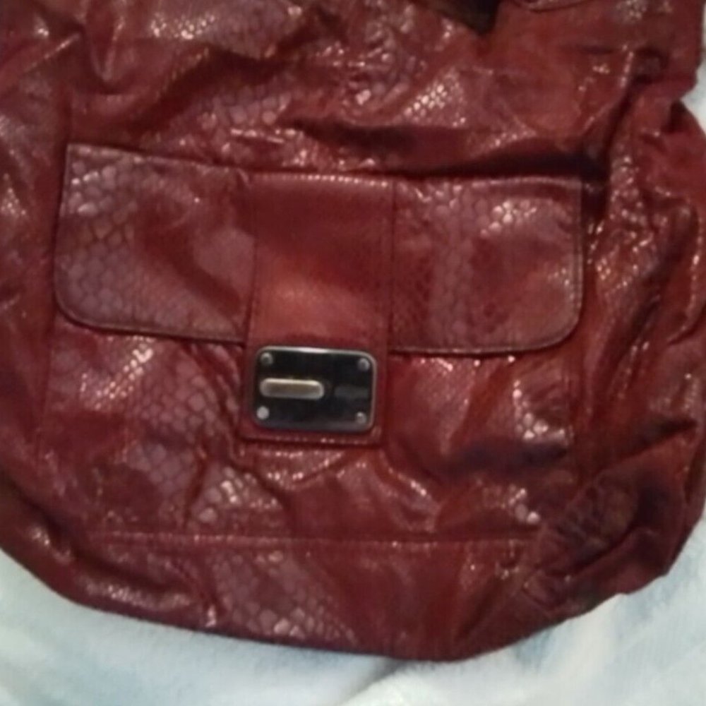 Kennethcole Reaction Red Flux Snake Skin Tote Bag Vintage Lp34